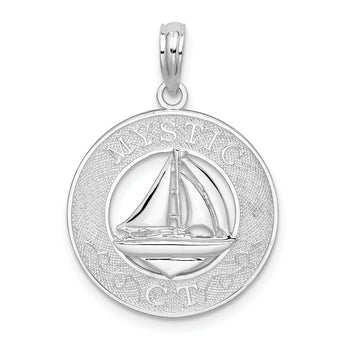 De-Ani Sterling Silver Rhodium-Plated Mystic Connecticut Circle with Sailboat Pendant