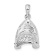 De-Ani Sterling Silver Rhodium-Plated Polished Moveable Shark Head Pendant