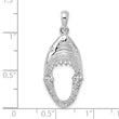 De-Ani Sterling Silver Rhodium-Plated Polished Moveable Shark Head Pendant
