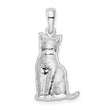 De-Ani Sterling Silver Rhodium-Plated Textured Sitting Cat Pendant