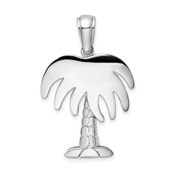 De-Ani Sterling Silver Rhodium-Plated Polished Charleston Palm Tree Pendant