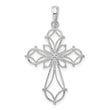 De-Ani Sterling Silver Rhodium-Plated Fancy Cut-Out Rounded Cross Pendant