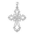 De-Ani Sterling Silver Rhodium-Plated Fancy Cut-Out Rounded Cross Pendant