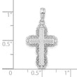 De-Ani Sterling Silver Rhodium-Plated Polished Lace Border Latin Cross Pendant