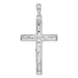 De-Ani Sterling Silver Rhodium-Plated Polished Textured Latin Crucifix Pendant