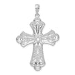 De-Ani Sterling Silver Polished Filigree Bead Edge Fleur de Lis Cross Pendant