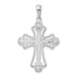 De-Ani Sterling Silver Polished Beaded Fleur de Lis Cross Pendant