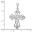 De-Ani Sterling Silver Polished Beaded Fleur de Lis Cross Pendant