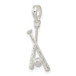 De-Ani Sterling Silver Rhodium-Plated Polished Baseball Bats and Ball Pendant