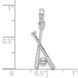 De-Ani Sterling Silver Rhodium-Plated Polished Baseball Bats and Ball Pendant
