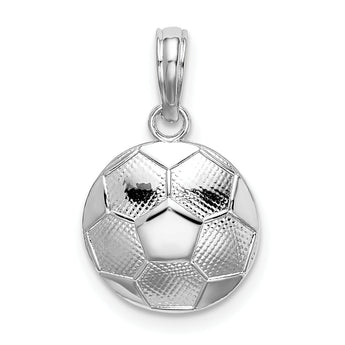 De-Ani Sterling Silver Rhodium-Plated Polished and Textured Soccer Ball Pendant
