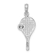 De-Ani Sterling Silver Rhodium-Plated Polished Tennis Racquet and Ball Pendant