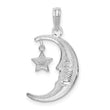 De-Ani Sterling Silver Moveable Polished Crescent Moon with Star Pendant