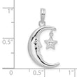 De-Ani Sterling Silver Moveable Polished Crescent Moon with Star Pendant