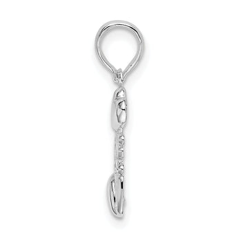 De-Ani Sterling Silver Rhodium-plated Polished I LOVE YOU with Hearts Pendant