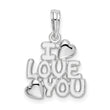 De-Ani Sterling Silver Rhodium-plated Polished I LOVE YOU with Hearts Pendant