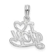 De-Ani Sterling Silver Rhodium-plated Polished I HEART YOU Script Pendant