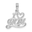 De-Ani Sterling Silver Rhodium-plated Polished I HEART YOU Script Pendant