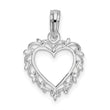 De-Ani Sterling Silver Rhodium-plated Polished Lacey Edge Open Heart Pendant