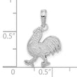 De-Ani Sterling Silver Rhodium-Plated Polished and Textured Flat Rooster Pendant