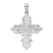 De-Ani Sterling Silver Polished and Textured Fleur de Lis Cross Pendant