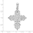 De-Ani Sterling Silver Polished and Textured Fleur de Lis Cross Pendant