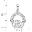 De-Ani Sterling Silver Rhodium-Plated Polished and Textured Claddagh Circle Pendant