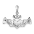 De-Ani Sterling Silver Rhodium-Plated Polished Claddagh Pendant
