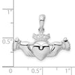 De-Ani Sterling Silver Rhodium-Plated Polished Claddagh Pendant