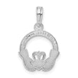 De-Ani Sterling Silver Rhodium-Plated Polished Claddagh Circle Pendant