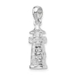 De-Ani Sterling Silver Rhodium-Plated Polished 3D Lighthouse Pendant