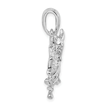 De-Ani Sterling Silver Rhodium-Plated Polished Raging Bull Pendant