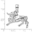 De-Ani Sterling Silver Rhodium-Plated Polished Raging Bull Pendant