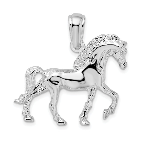 De-Ani Sterling Silver Rhodium-Plated Polished Walking Horse Pendant