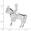 De-Ani Sterling Silver Rhodium-Plated Polished Horse with Saddle Pendant