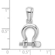 De-Ani Sterling Silver Rhodium-Plated Polished 3D Medium Shackle Link Pendant