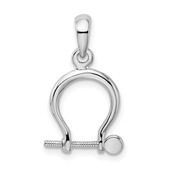 De-Ani Sterling Silver Rhodium-Plated Polished 3D Small Shackle Link Pendant