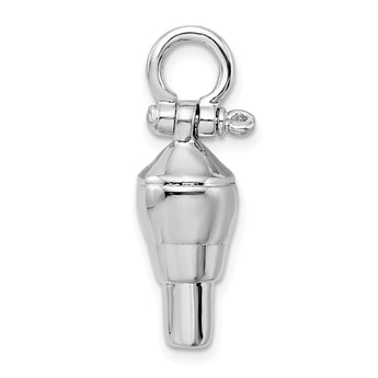 De-Ani Sterling Silver Rhodium-Plated Polished 3D Swivel with Shackle Bail Pendant