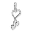 De-Ani Sterling Silver Rhodium-Plated Polished Cut-Out Heart with Tassel Pendant