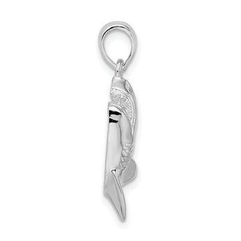 De-Ani Sterling Silver Rhodium-Plated Polished Jumping Shark Pendant