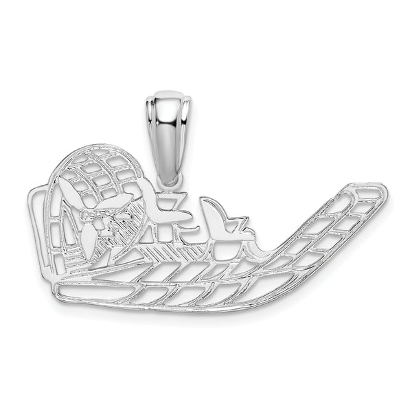 De-Ani Sterling Silver Rhodium-Plated Polished Cut-Out Flat Airboat Pendant
