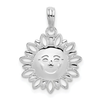 De-Ani Sterling Silver Rhodium-Plated Polished Smiling Sun Pendant