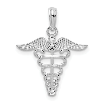 De-Ani Sterling Silver Polished Cut-Out Caduceus Pendant