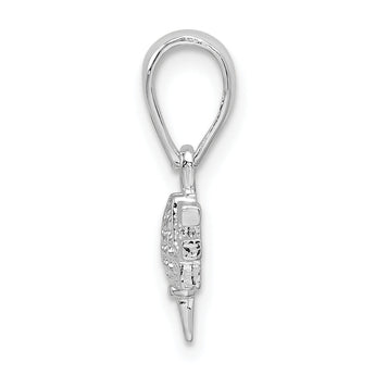 De-Ani Sterling Silver Rhodium-Plated Polished GOLF Tee and Club Pendant