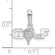 De-Ani Sterling Silver Rhodium-Plated Polished GOLF Tee and Club Pendant