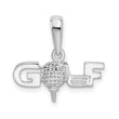 De-Ani Sterling Silver Rhodium-Plated Polished GOLF Tee and Club Pendant