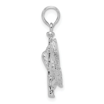 De-Ani Sterling Silver Rhodium-Plated Polished 3D Baseball / Bat / Glove Pendant