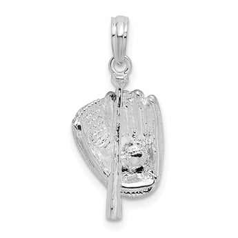 De-Ani Sterling Silver Rhodium-Plated Polished 3D Baseball / Bat / Glove Pendant
