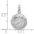 De-Ani Sterling Silver Rhodium-Plated Polished Basketball Pendant