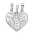 De-Ani Sterling Silver Textured Big Sis / Mom / Lil Sis Break Apart Pendant